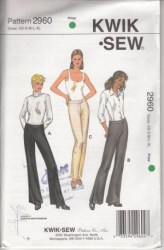 2960 KWIK SEW  STRETCH LO RISER SLIM- FLARE PANTS PATTERN XS-XL UNCUT